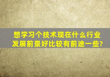 想学习个技术,现在什么行业发展前景好比较有前途一些?