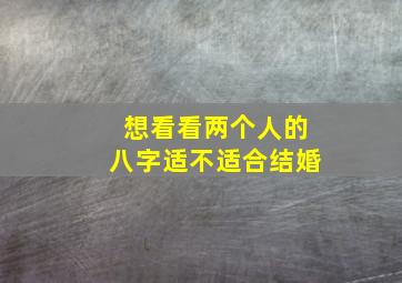 想看看两个人的八字适不适合结婚