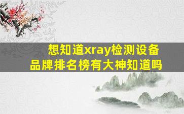 想知道xray检测设备品牌排名榜有大神知道吗(