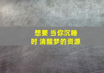 想要 当你沉睡时 清醒梦的资源