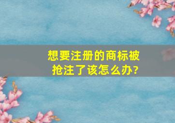 想要注册的商标被抢注了,该怎么办?