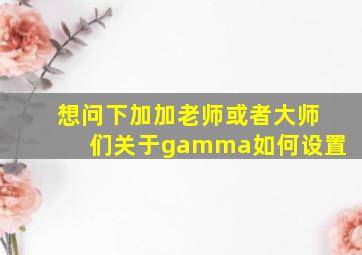 想问下加加老师或者大师们关于gamma如何设置