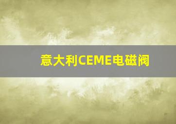 意大利CEME电磁阀