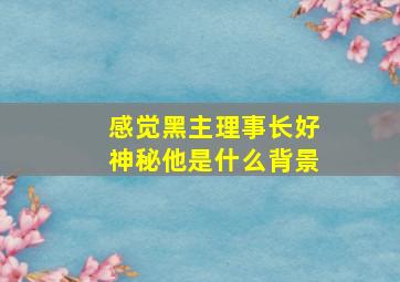 感觉黑主理事长好神秘,他是什么背景