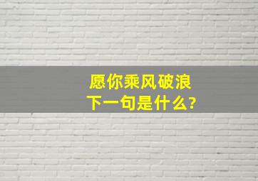 愿你乘风破浪,下一句是什么?