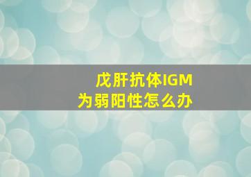 戊肝抗体IGM为弱阳性怎么办(