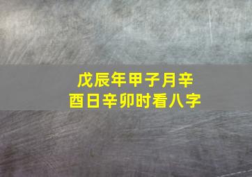 戊辰年甲子月辛酉日辛卯时看八字