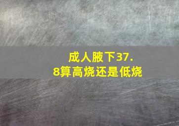 成人腋下37.8算高烧还是低烧