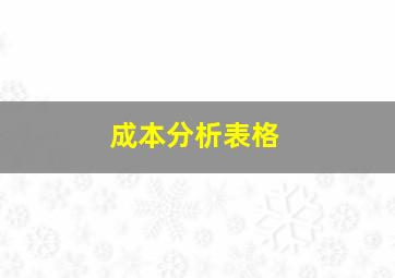 成本分析表格