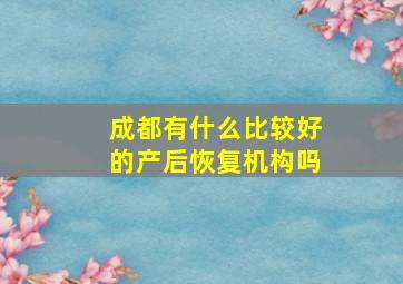 成都有什么比较好的产后恢复机构吗