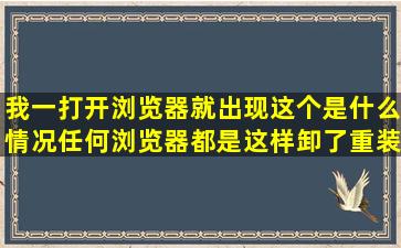 我一打开浏览器就出现这个是什么情况,任何浏览器都是这样,卸了重装...