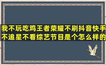 我不玩吃鸡,王者荣耀,不刷抖音快手,不追星不看综艺节目是个怎么样的...