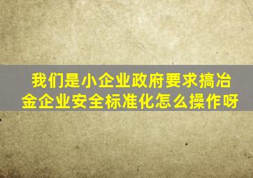 我们是小企业,政府要求搞冶金企业安全标准化,怎么操作呀。