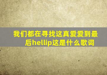 我们都在寻找这真爱爱到最后…这是什么歌词(