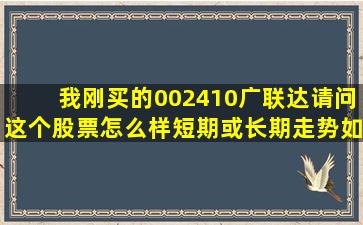 我刚买的002410广联达请问这个股票怎么样短期或长期走势如何坐等