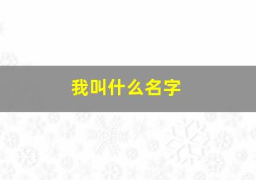 我叫什么名字