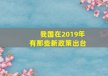 我国在2019年有那些新政策出台(