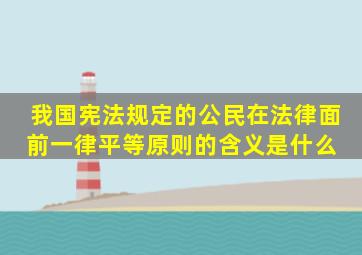 我国宪法规定的公民在法律面前一律平等原则的含义是什么 