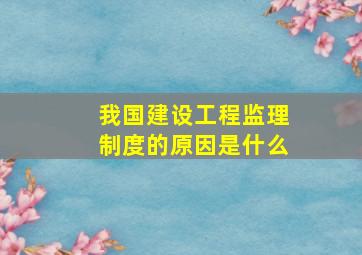 我国建设工程监理制度的原因是什么