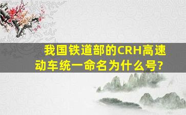 我国铁道部的CRH高速动车,统一命名为什么号?