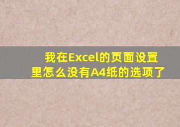 我在Excel的页面设置里怎么没有A4纸的选项了(