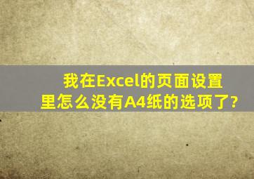 我在Excel的页面设置里怎么没有A4纸的选项了?