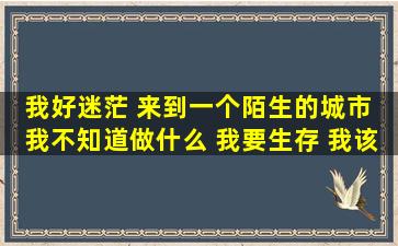 我好迷茫 来到一个陌生的城市 我不知道做什么 我要生存 我该做些...