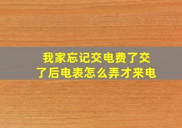 我家忘记交电费了交了后电表怎么弄才来电(