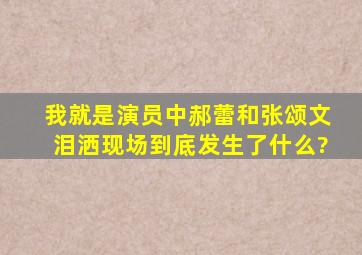 我就是演员中,郝蕾和张颂文泪洒现场,到底发生了什么?