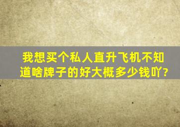 我想买个私人直升飞机,不知道啥牌子的好,大概多少钱吖?