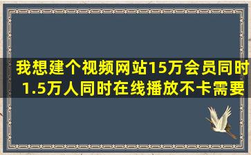 我想建个视频网站,15万会员,同时1.5万人同时在线播放不卡,需要多大...