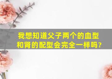 我想知道父子两个的血型和肾的配型会完全一样吗?