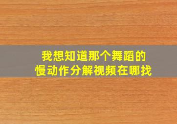 我想知道那个舞蹈的慢动作分解视频在哪找