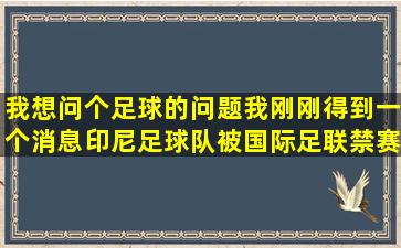 我想问个足球的问题,我刚刚得到一个消息印尼足球队被国际足联禁赛...