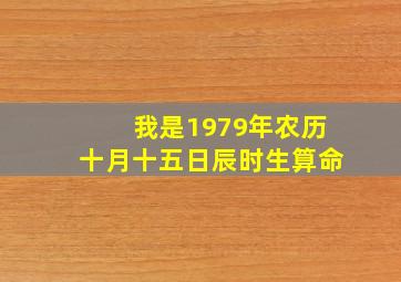 我是1979年农历十月十五日辰时生算命