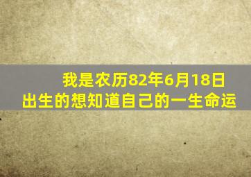 我是农历82年6月18日出生的,想知道自己的一生命运