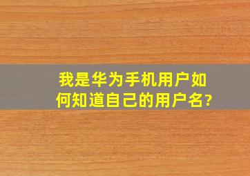 我是华为手机用户,如何知道自己的用户名?