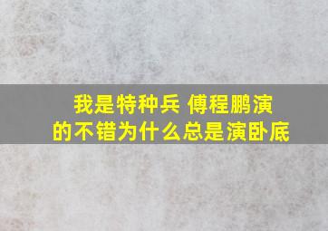 我是特种兵 傅程鹏演的不错,为什么总是演卧底