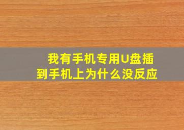 我有手机专用U盘插到手机上为什么没反应(