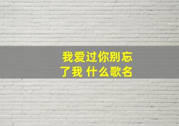 我爱过你别忘了我 什么歌名