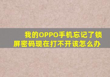 我的OPPO手机忘记了锁屏密码,现在打不开该怎么办