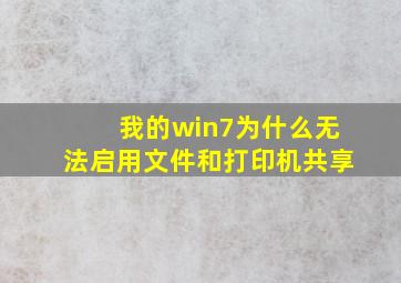 我的win7为什么无法启用文件和打印机共享