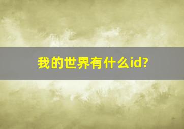 我的世界有什么id?