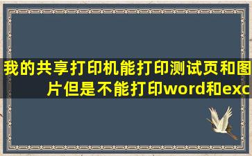 我的共享打印机能打印测试页和图片但是不能打印word和excel(