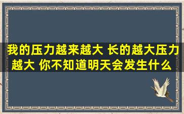 我的压力越来越大 长的越大压力越大 你不知道明天会发生什么 你不...