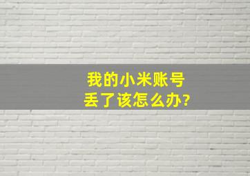 我的小米账号丢了该怎么办?