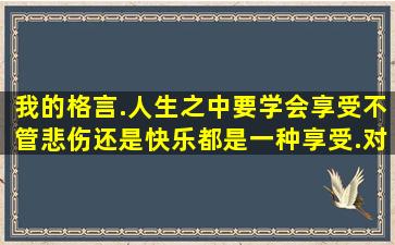 我的格言.人生之中要学会享受,不管悲伤还是快乐都是一种享受.对不?