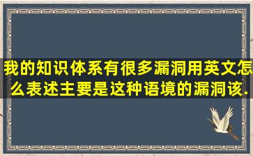 我的知识体系有很多漏洞,用英文怎么表述,主要是这种语境的漏洞该...