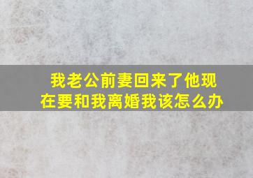 我老公前妻回来了他现在要和我离婚我该怎么办