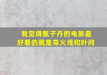 我觉得甄子丹的电影最好看的就是导火线和叶问